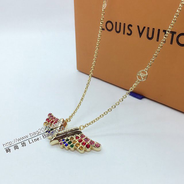 Louis Vuitton新款飾品 路易威登字母v天使彩鑽項鏈 LV女士金色鎖骨鏈  zglv2188